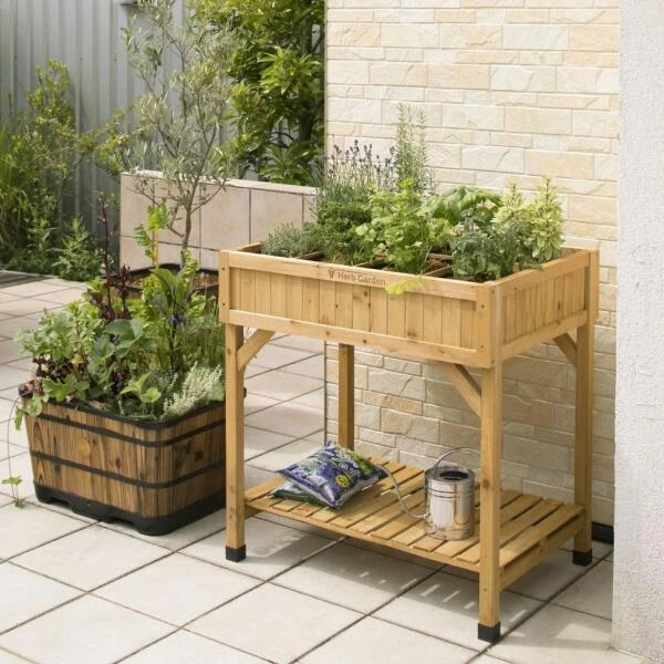 Vegtrug Kruidentafel 58 × 78 × 80 Cm - Naturel 4 Vegtrug Kruidentafel 58 × 78 × 80 Cm - Naturel - Afbeelding 4